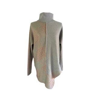 Mystree Anthropologie Colorblock Turtleneck Asymmetrical Tunic Sweater Grey S/M